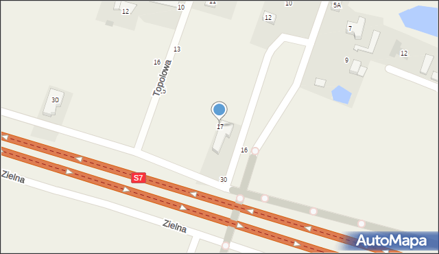 Kazuń Nowy, Topolowa, 17, mapa Kazuń Nowy