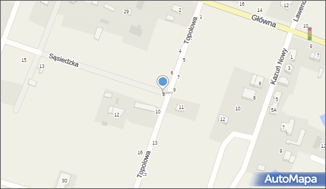 Kazuń Nowy, Topolowa, 8, mapa Kazuń Nowy