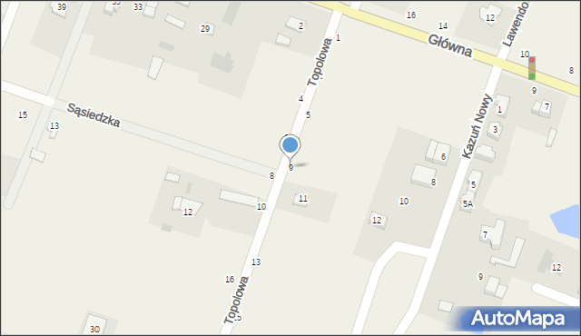 Kazuń Nowy, Topolowa, 9, mapa Kazuń Nowy