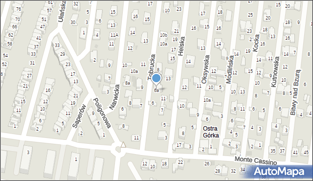 Kielce, Tobrucka, 6a, mapa Kielc