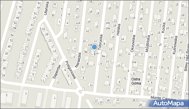 Kielce, Tobrucka, 9, mapa Kielc