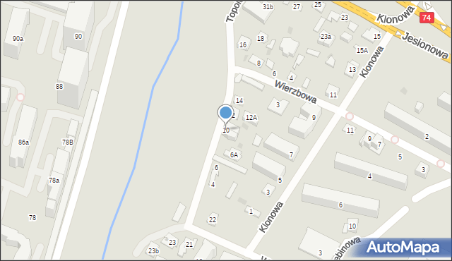 Kielce, Topolowa, 10, mapa Kielc