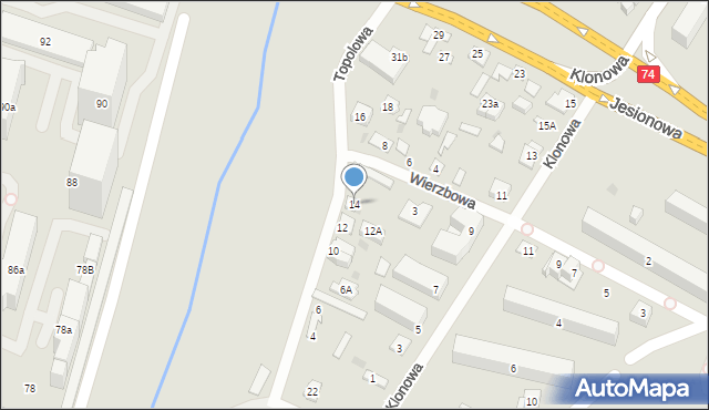 Kielce, Topolowa, 14, mapa Kielc