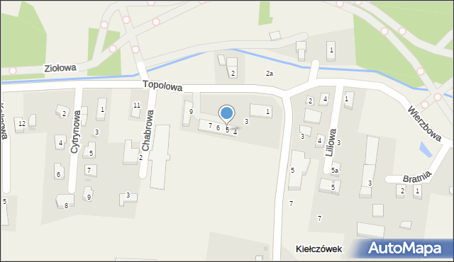Kiełczówek, Topolowa, 5, mapa Kiełczówek