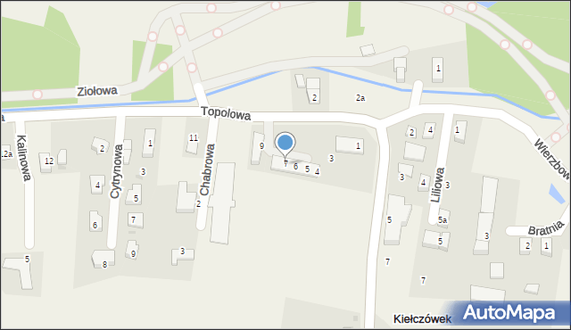 Kiełczówek, Topolowa, 7, mapa Kiełczówek