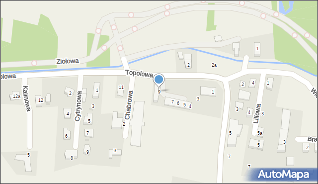 Kiełczówek, Topolowa, 9, mapa Kiełczówek