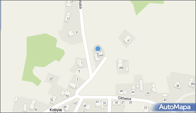 Kobyla, Topolowa, 1, mapa Kobyla