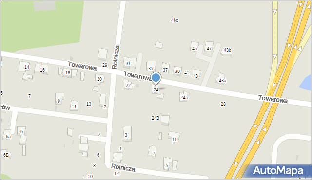 Kościerzyna, Towarowa, 24, mapa Kościerzyna