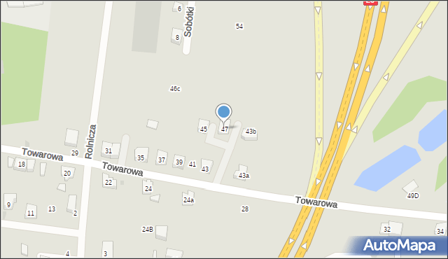 Kościerzyna, Towarowa, 47, mapa Kościerzyna