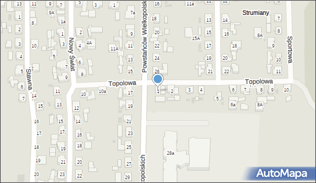 Kostrzyn, Topolowa, 1, mapa Kostrzyn