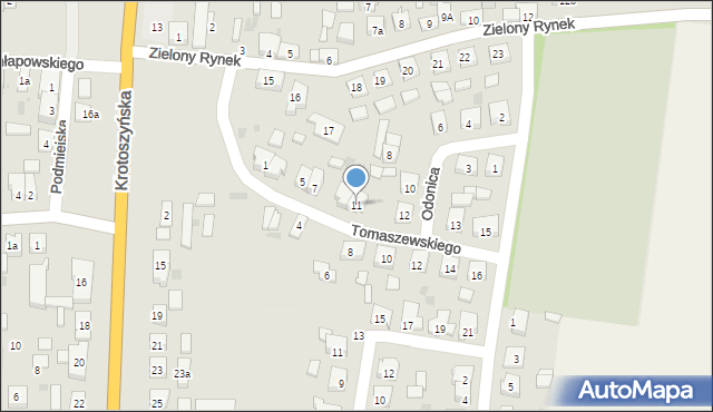 Koźmin Wielkopolski, Tomaszewskiego Mariana, dh., 11, mapa Koźmin Wielkopolski