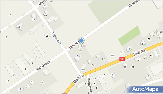 Kozy, Topolowa, 8, mapa Kozy