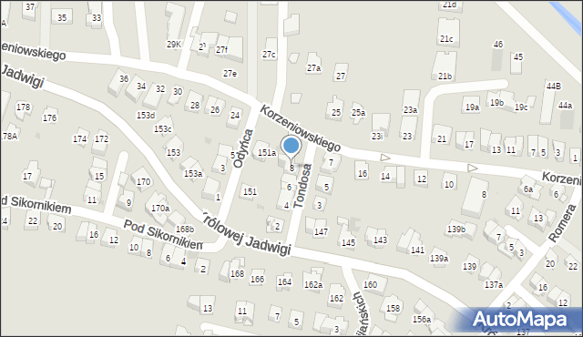 Kraków, Tondosa Stanisława, 8, mapa Krakowa