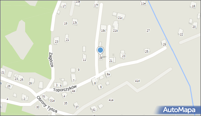 Kraków, Toporczyków, 19, mapa Krakowa