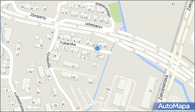 Kraków, Tokarska, 13, mapa Krakowa