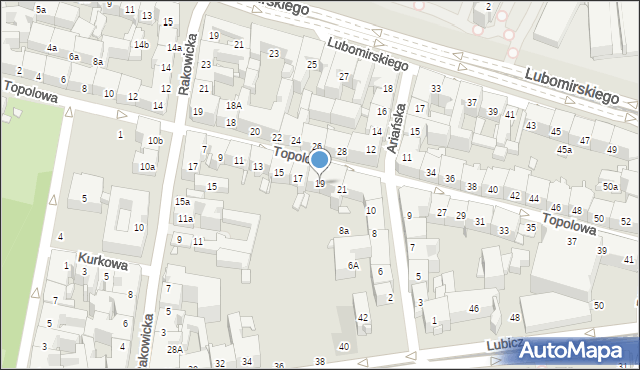 Kraków, Topolowa, 19, mapa Krakowa