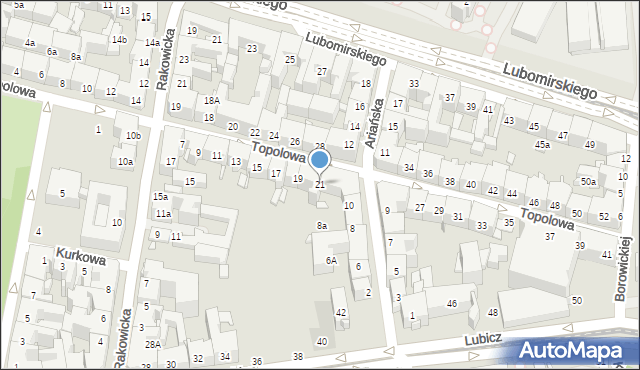 Kraków, Topolowa, 21, mapa Krakowa