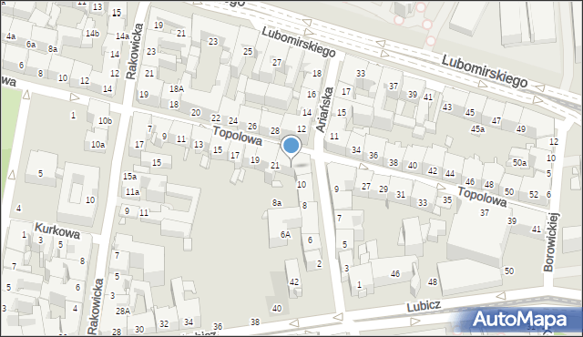 Kraków, Topolowa, 23, mapa Krakowa