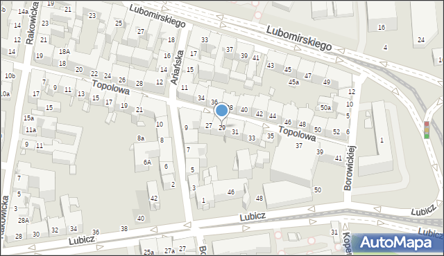 Kraków, Topolowa, 29, mapa Krakowa