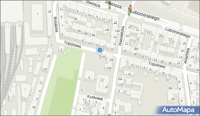 Kraków, Topolowa, 1, mapa Krakowa