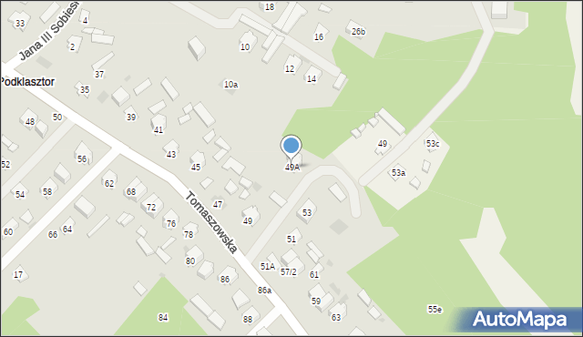 Krasnobród, Tomaszowska, 49A, mapa Krasnobród