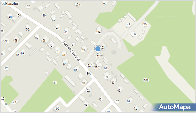Krasnobród, Tomaszowska, 51, mapa Krasnobród