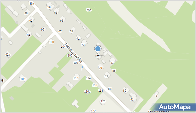 Krasnobród, Tomaszowska, 77, mapa Krasnobród
