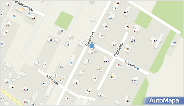 Łajski, Topolowa, 11, mapa Łajski