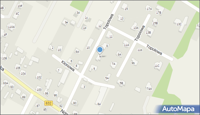 Łajski, Topolowa, 7, mapa Łajski