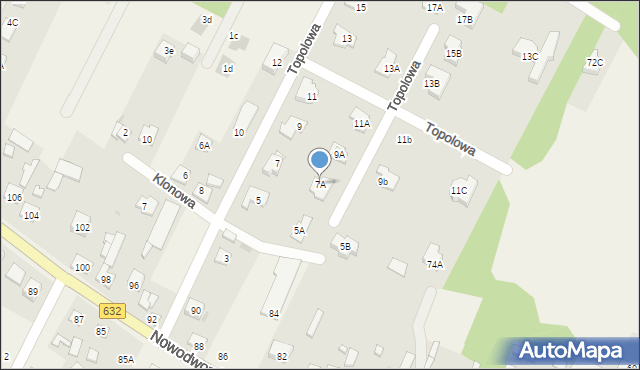 Łajski, Topolowa, 7A, mapa Łajski
