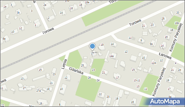 Łask, Torowa, 17, mapa Łask