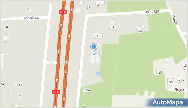 Łódź, Toeplitza Jerzego, 10, mapa Łodzi