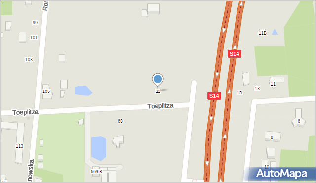 Łódź, Toeplitza Jerzego, 21, mapa Łodzi