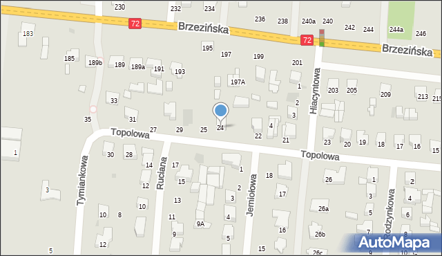 Łódź, Topolowa, 24, mapa Łodzi