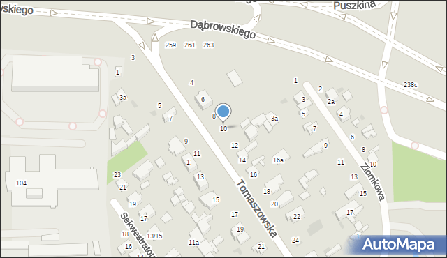 Łódź, Tomaszowska, 10, mapa Łodzi
