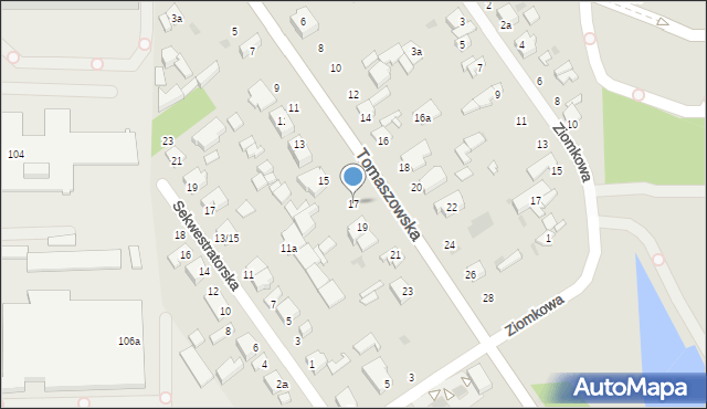 Łódź, Tomaszowska, 17, mapa Łodzi