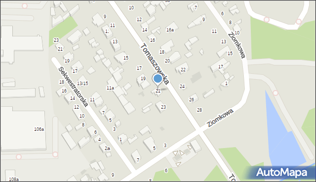Łódź, Tomaszowska, 21, mapa Łodzi