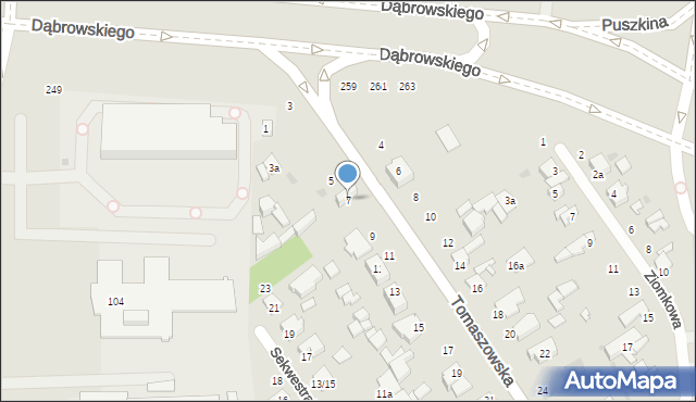 Łódź, Tomaszowska, 7, mapa Łodzi