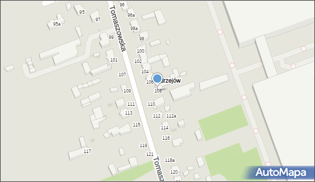 Łódź, Tomaszowska, 108, mapa Łodzi