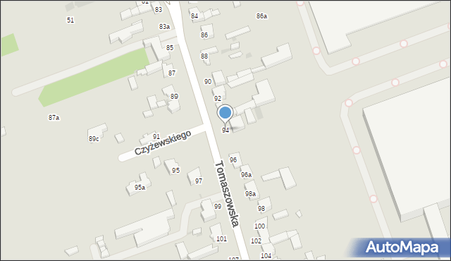 Łódź, Tomaszowska, 94, mapa Łodzi