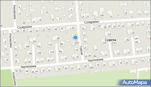 Łódź, Tobruk, 13, mapa Łodzi