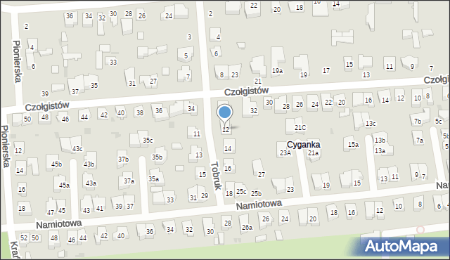 Łódź, Tobruk, 12, mapa Łodzi