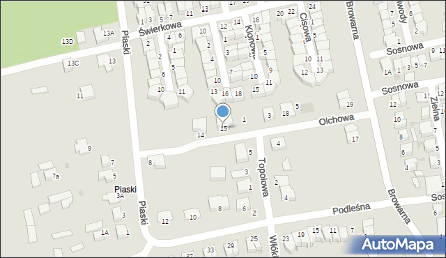 Łomża, Topolowa, 15, mapa Łomży