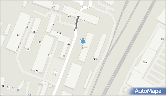 Łomża, Towarowa, 6, mapa Łomży