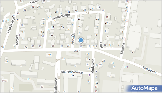 Łowicz, Topolowa, 16, mapa Łowicza