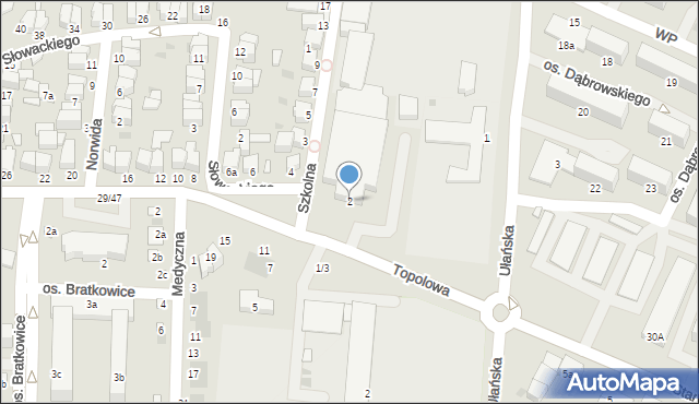 Łowicz, Topolowa, 2, mapa Łowicza