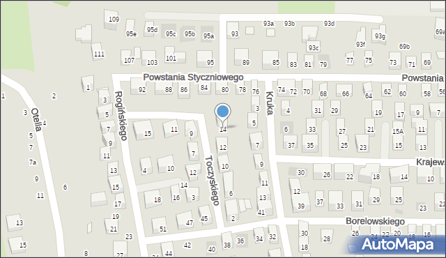 Lublin, Toczyskiego Józefa, 14, mapa Lublina