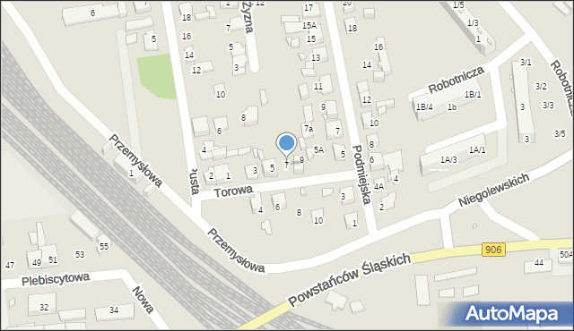 Lubliniec, Torowa, 7, mapa Lubliniec