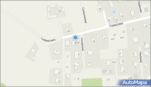 Ludwikowo, Topazowa, 21, mapa Ludwikowo