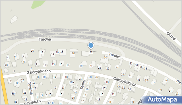 Łuków, Torowa, 22, mapa Łuków